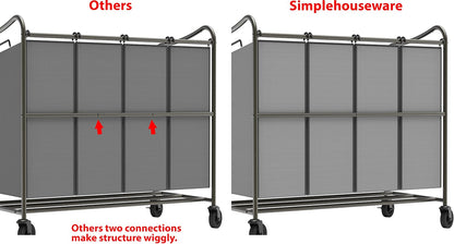 Simple Houseware 4-Bag Heavy Duty Laundry Sorter Rolling Cart, Dark Grey | Removable Bags and Lockable Wheels for Laundry Room Organization