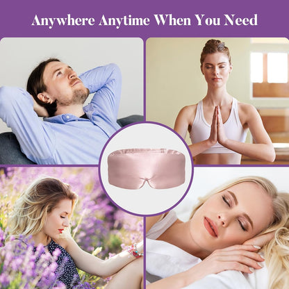 Lavender Heated Eye Mask, Weighted Sleep Mask for Dry Eyes & Blepharitis, Microwave Warm Compress to Remove Styes, Adjustable Satin Eye Pillow-Pink