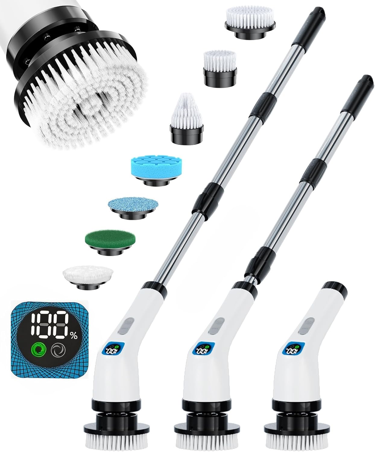 Electric Spin Scrubber for Bathroom | Shower Cleaner Brush with Long Handle