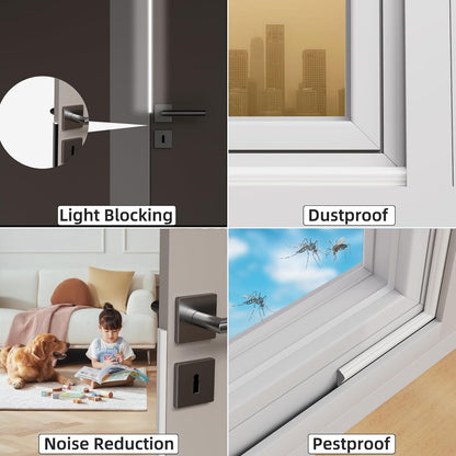3 Pack*16.4 Ft Self-Adhesive Wedge Foam Window Weather Stripping Door Seal Strip, Soundproof Exterior Front Door Frame Gap Filler, Draft Stopper Foam Tape Noise Light Blocker (Black)