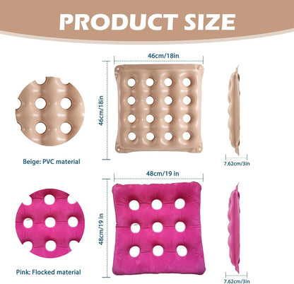 2-Pack Inflatable Waffle Cushion for Pressure Relief, Wheelchair Cushion for Pressure Redistribution, Portable Air Seat Cushions for Office Chair Car Seat, Breathable Seat Pad, Includes 1 Air Pumps