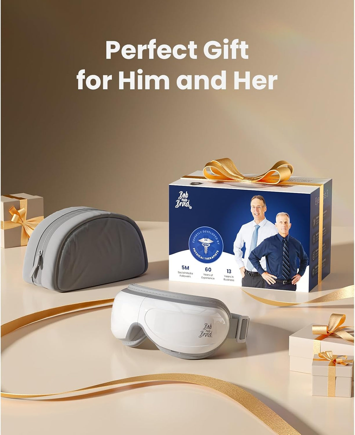 BOB AND BRAD Eye Massager with Heat FSA Eligible HSA, Birthday Gifts for Women Men Mom, Heated Eye Mask for Migraines with Music, Smart Migraine Massager for Dry Eyes Relief & Improve Sleep