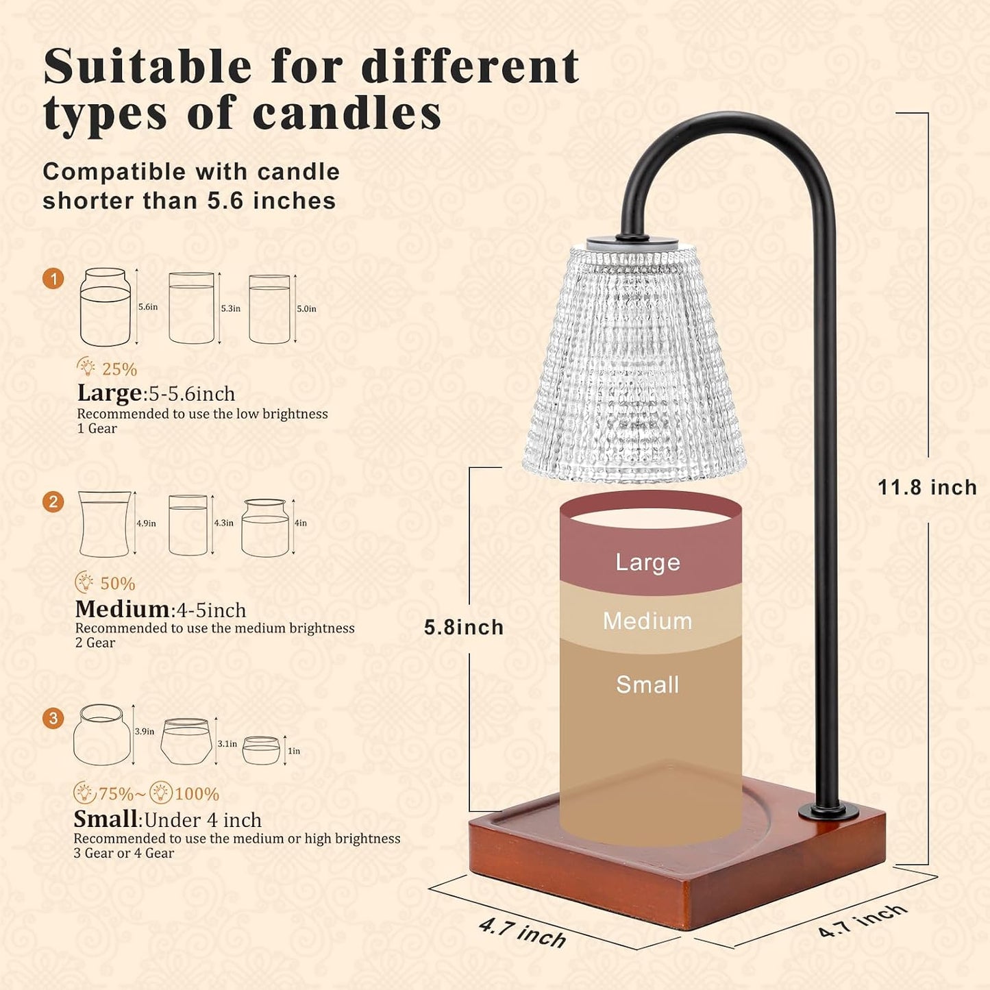 Hong-in Candle Warmer Lamp with Timer, House Warming Gifts New Home Decor | Dimmable & Adjustable Height, Electric Wax Warmer for Scented Wax Jar Candles,Gifts for Women Mom Sister
