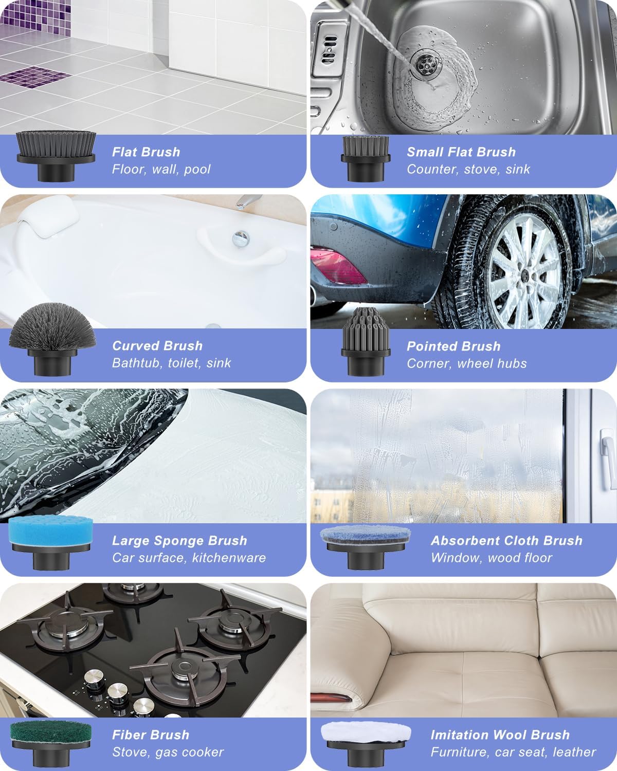 Electric Spin Scrubber, [IPX8 Waterproof ] [50KG Torque]- Gray | Shower Scrubber with 9 Brush Heads, 2 Speed Mode, 4 Adjustable Angles, Electric Brush for Cleaning for Bathroom Floor Tile