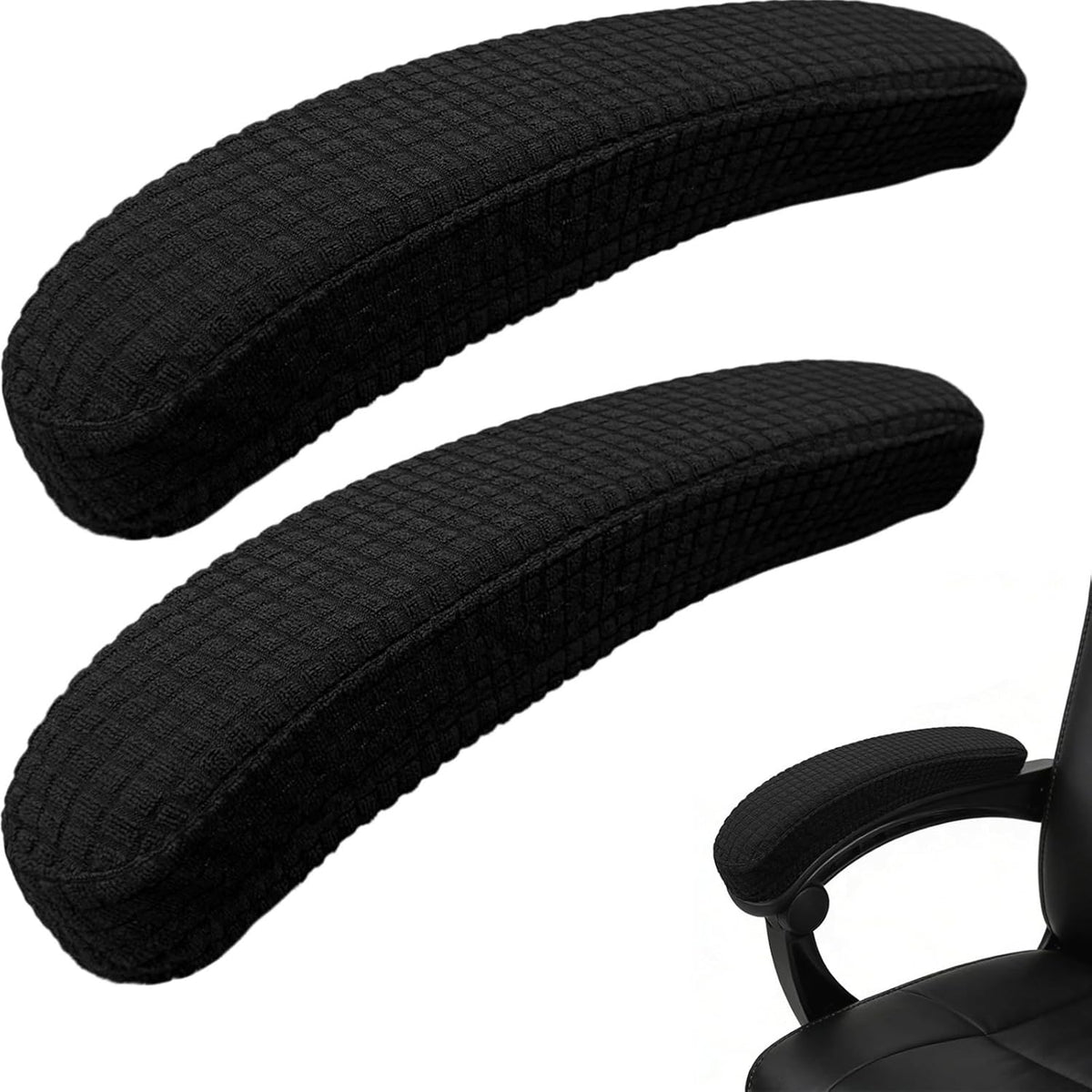 Melaluxe Office Chair Armrest Covers, Stretchable Removable Washable Chair Arm Covers, Elastic Desk Computer Gaming Chair Arm Rest Protector Slipcovers (Black)