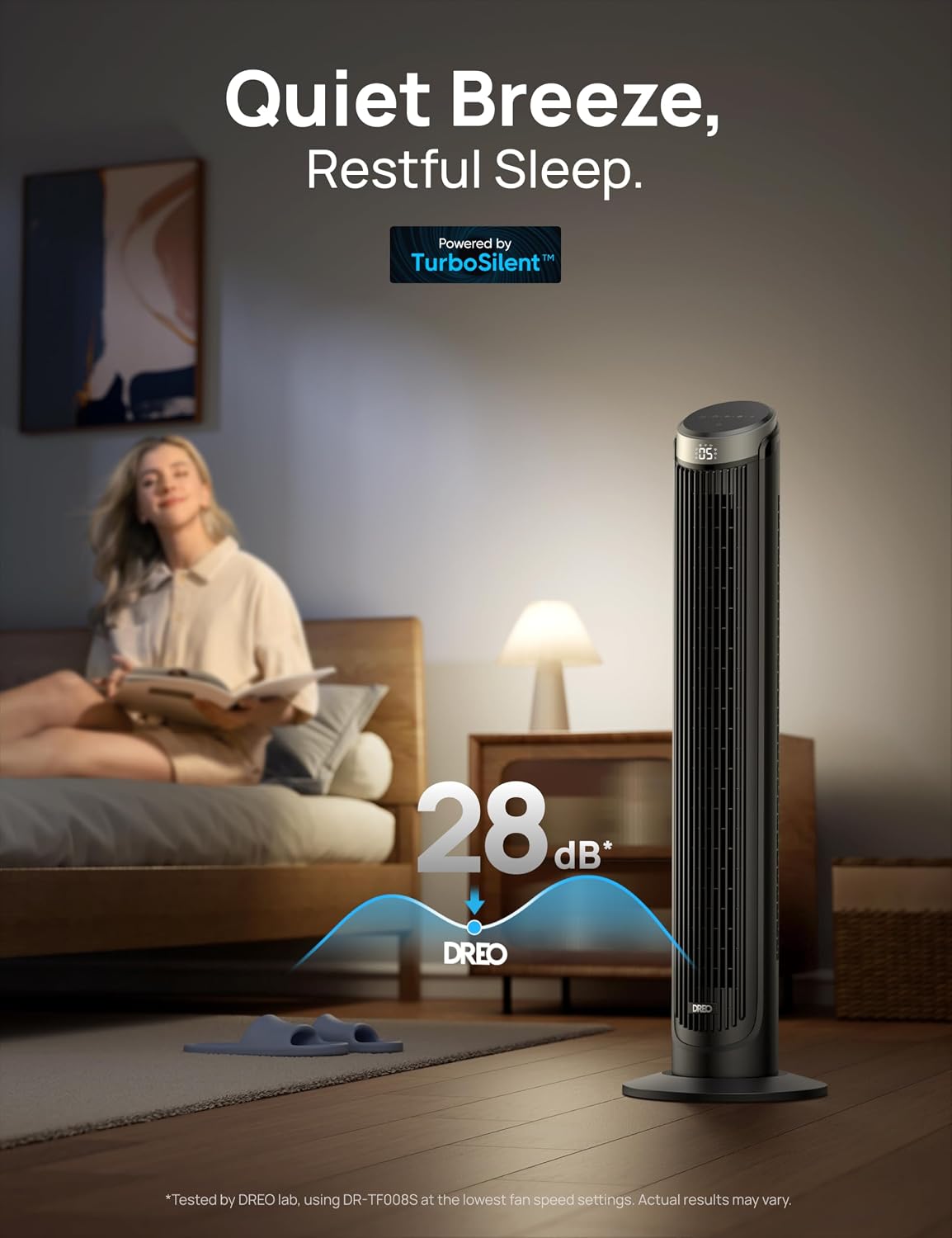 DREO Smart 42'' Tower Fan for Bedroom, 12 Speeds, 20dB Quiet Standing Fan