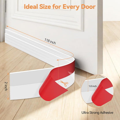 Ohuhu Door Draft Stopper, 1" Wide Adhesive Weather Stripping Seal, 39" | self-adhesive silicone, for interior exterior doors, 3-layer soundproof, save energy, blocks drafts, noise, light, dust, bugs