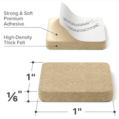 X-Protector Felt Furniture Pads - 20 PCS 6 x 1/2" - Premium Felt Strips | with Adhesive Backing - Rectangular Furniture Pads for Hardwood Floors - Cut Furniture Felt Pads to Size You Need! (Beige)
