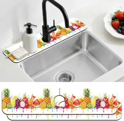 2Pcs Peonies Kitchen Sink Splash Guard Faucet Mat Vintage Florals Faucet Mat For Bathroom Kitchen 5.5x23.6In