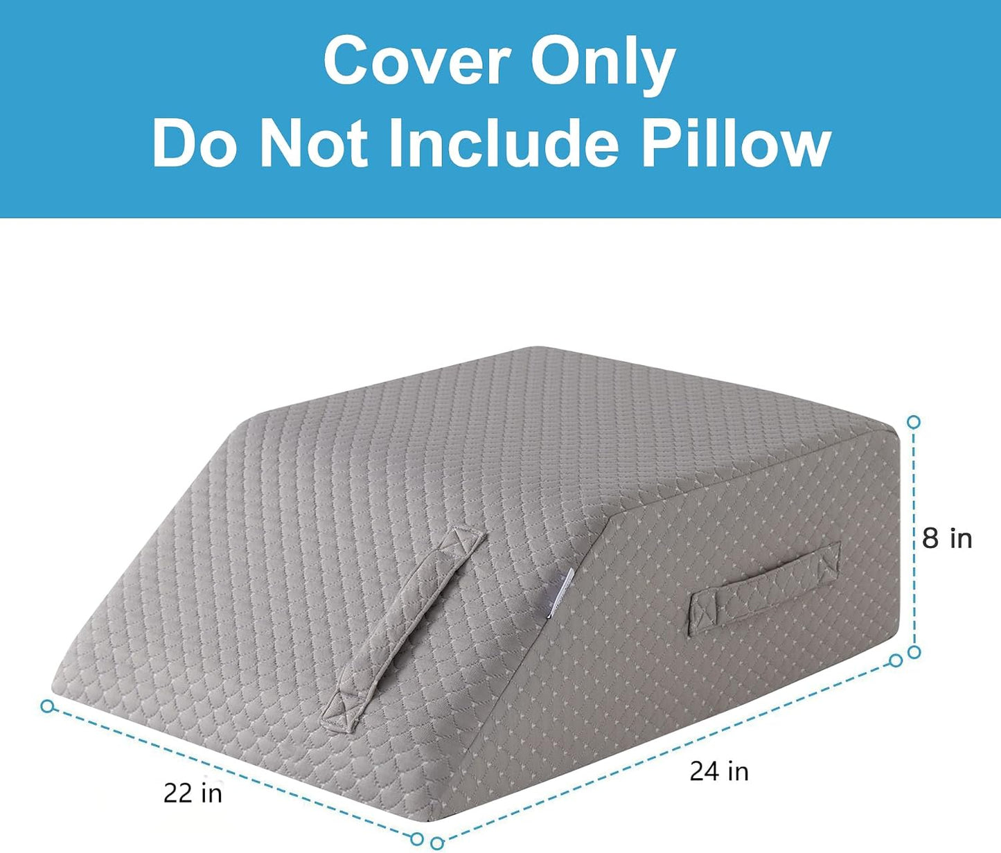 MEGCXIT Leg Pillow Elevation Blood Circulation Cover, Leg Wedge Pillow Case, Leg Elevating Pillowcase for After Surgery, Foot Knee Pillow Replacement Cover Only, 23.6×16.8×8 Inch, White/Grey