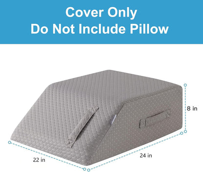 MEGCXIT Leg Pillow Elevation Blood Circulation Cover, Leg Wedge Pillow Case, Leg Elevating Pillowcase for After Surgery, Foot Knee Pillow Replacement Cover Only, 23.6×16.8×8 Inch, White/Grey