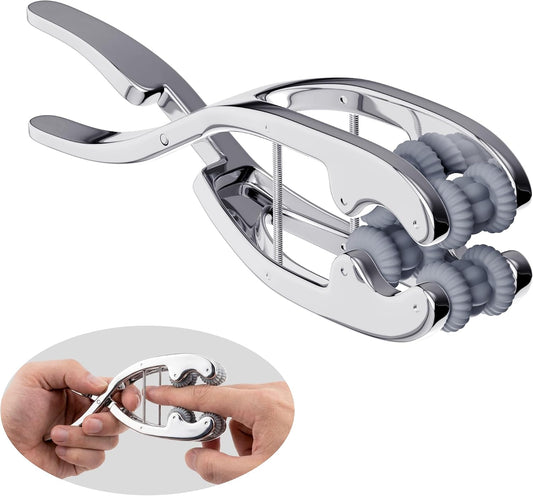 Stainless Steel Adjustable Finger Massage Roller for Knuckle & Palm, 2026 Updated Spring Lever Loaded Dual Roller Finger Massager Tool Manual Massage Roller for Trigger Finger Hand Fatigue Relief