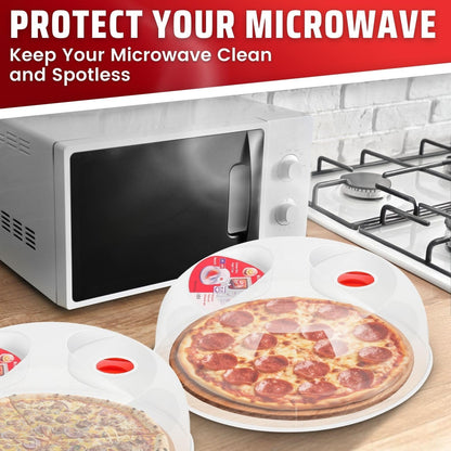 Flexzion 10.5 Inch Microwave Splatter Cover - BPA-Free Anti-Splatter Microwave Cover with Adjustable Steam Vent, Dishwasher Safe, Transparent Plastic Food Covers for Microwave Cooking | Transparent Dishwasher-Safe Plate Cover with Adjustable Steam Vent