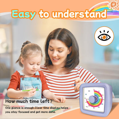Visual Timer for Kids 60 Minute Countdown Clock – Silent Cube Timer with Rainbow Cloud Design, Plastic Kids Visual Timer, Toddler Timers for Classroom Home Kitchen Study Tools, Green