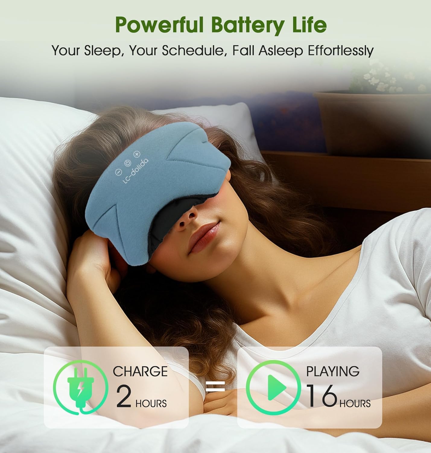 Sleep Mask with Headphones Bluetooth 5.4, LC-dolida Wireless Music Eye Mask for Sleeping Headphones with Soft Bamboo Cotton Cooling Breathable,Ultra-Thin Stereo Speaker for Side Sleepers-Khaki