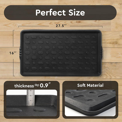 tchdio Durable Rubber Boot Tray and Shoe Mat for Entryway - Heavy Duty Waterproof Shoe Tray Organizer, Non Slip Boot Trays for Front Door, Entryway Muddy Shoes Storage, 16x27.5 Inches