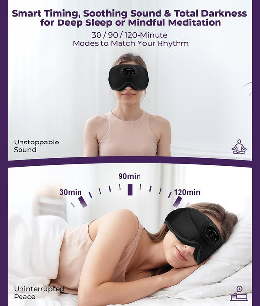 MUSICOZY Sleep Headphones Bluetooth 5.4 with Smart Timer 3D Eye Mask