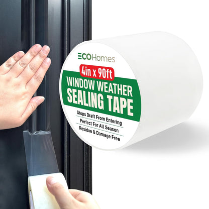 ECOHomes Window Weather Sealing Tape (2 Inch Wide x 90 Ft, Clear) | Weather Stripping Tape, To Stop Drafts Through Window Gaps and AC Units, Insulation Seal for Home and Air Conditioners