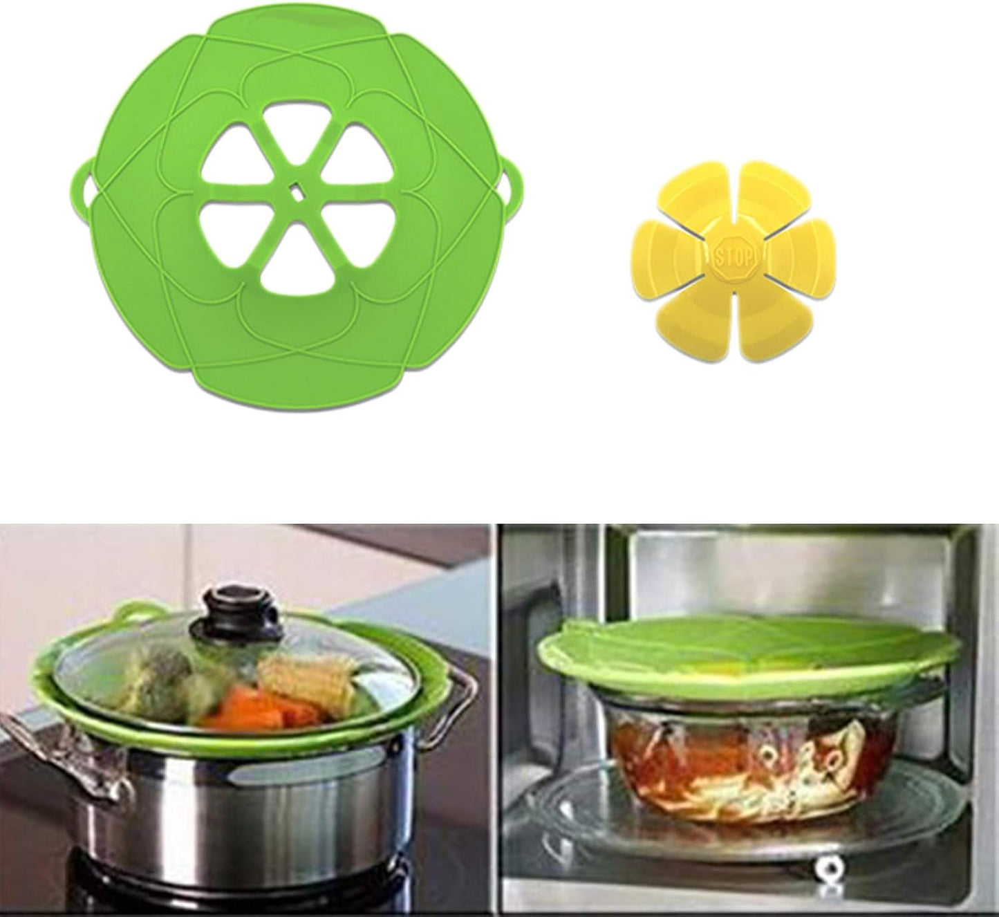 1 Pack Spill Stopper Lid Cover for Pans and Pots Boil, Boil Over Safeguard, Anti Spill Lid Fits Openings 5.5" to 9.5" in Diameter (Green)