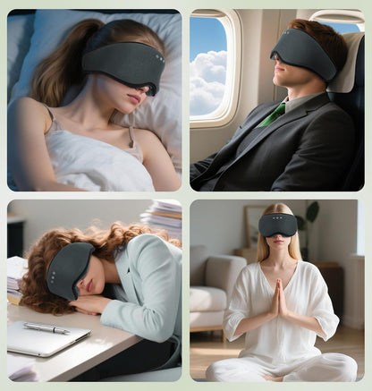 LC-dolida Bamboo Cotton Bluetooth Sleep Mask, 2 in 1 3D Soft Sleep Mask with Sleep Headphones, Sleep Eye Mask with Timming Setting, Blackout Sleeping Mask for Side Sleepers, Women Men, Navy