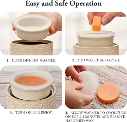 ASAWASA 2PCS Smart Candle Warmer for Large Jar, Coffee Mug Warmers, with Gravity Switch Auto Shut-On/Off, Safely and evenly Release The Aroma, Keep The Drink Warmth, Best Ideals Valentines Day Gifts