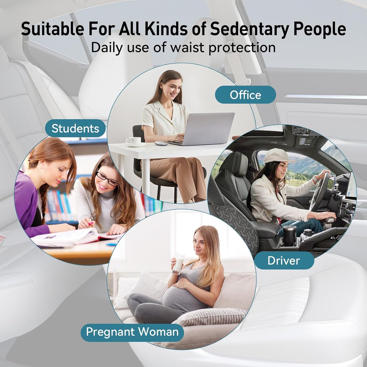 Super Cozy Lumbar Support Pillow for Car/Office Chair, 100% Memory Foam | Lumbar Pillow with Breathable Removable Cover, Ergonomic Design - Back Support for Back Pain Relief(Adjustable Strap, Black)