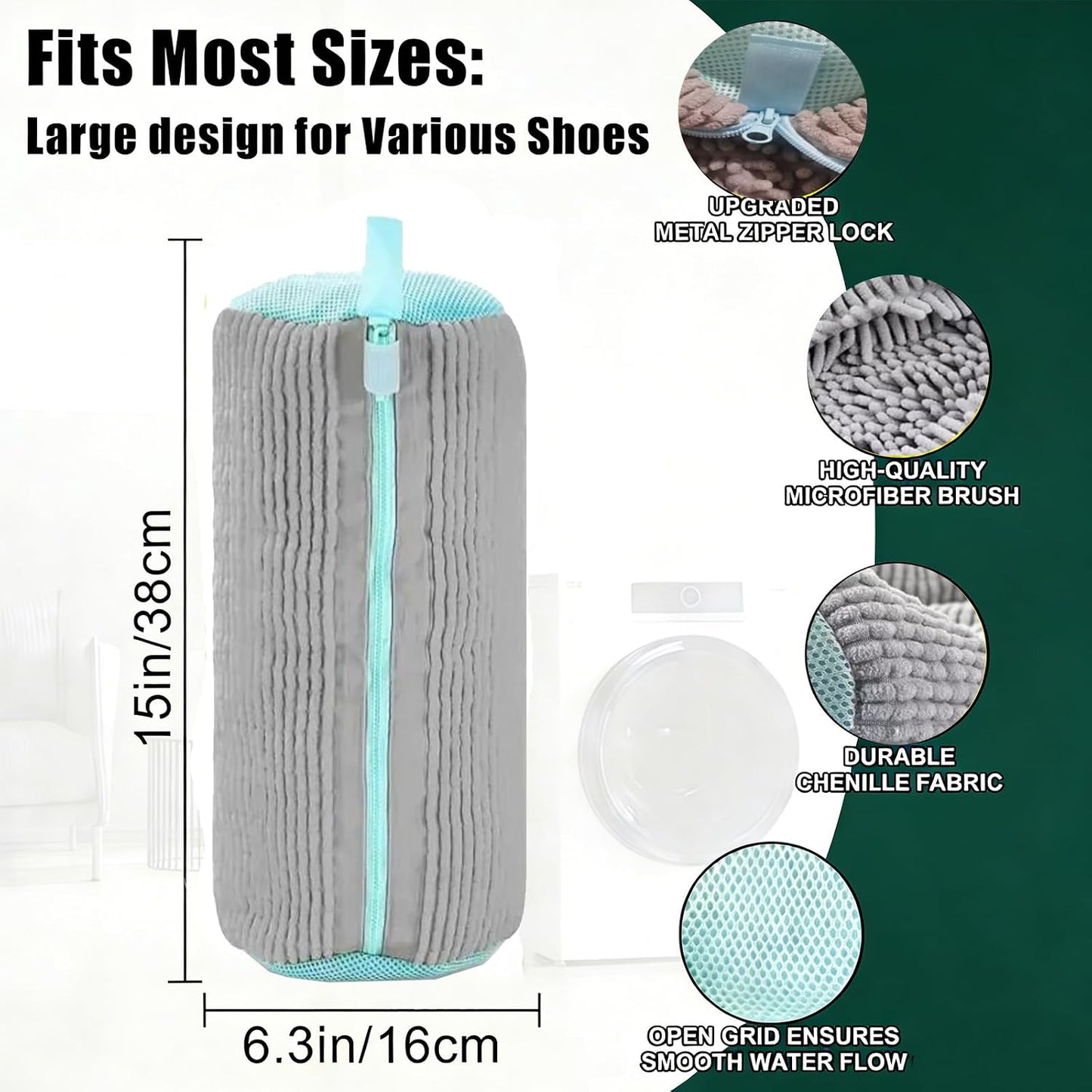 2PCS Shoes Washing Machine Bag Kit,Reusable Washing Shoes Bag,Include 1PC Shoes Dryer Bag and 2 Drying Racks,Laundry Shoes Bag with Durable Zipper for Sneakers and Canvas Shoes