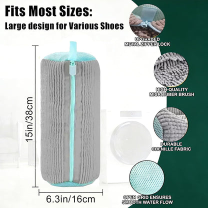 2PCS Shoes Washing Machine Bag Kit,Reusable Washing Shoes Bag,Include 1PC Shoes Dryer Bag and 2 Drying Racks,Laundry Shoes Bag with Durable Zipper for Sneakers and Canvas Shoes