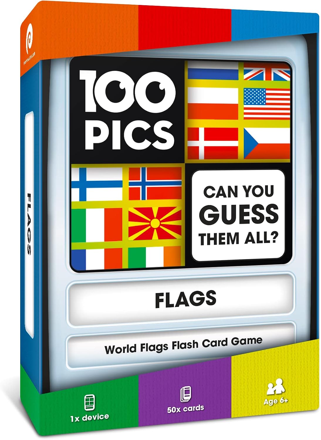 Logos Travel Game - Guess 100 Logos | Flash Cards with Slide Reveal Case | Card Game, Gift, Stocking Stuffer | Hours of Fun for Kids and Adults | Ages 6+