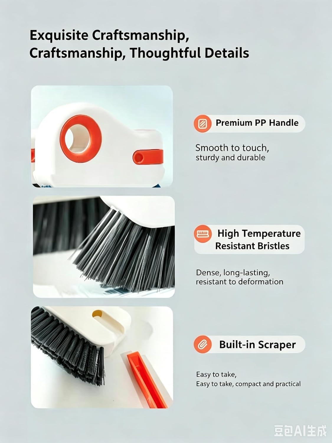2 in 1 Window Track Cleaning Tools Groove Crevice Cleaning Brush with Hidden Scraper for Sliding Door Tracks, Window Sills, and Window Seal (1 Piece)