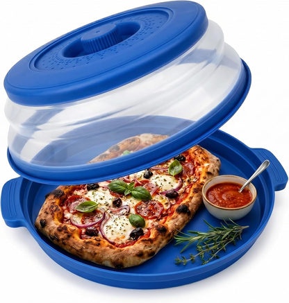 10 Inch Microwave Splatter Cover Vented for Food, Collapsible Splatter Guard with Handle, Anti-Splatter Plate Lid for Kitchen Fruit Vegetables, Dishwasher-Safe Easy Clean (black)