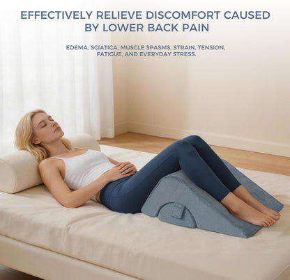 Ganondorf Knee Pillow for Back Sleeping, Premium Foam Wedge Pillow for Legs, Leg Elevation Pillow with Removable Washable Cover, Triangle Pillow for Knee, Hip & Back Support, Grey