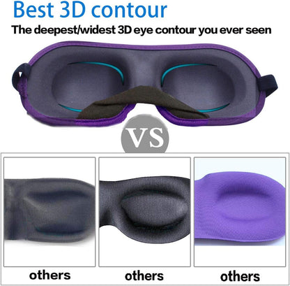 3D Eye mask for Sleeping,Machine Washable, Sleep Mask for Women, Blinder Blindfold Airplane (Black+Purple)