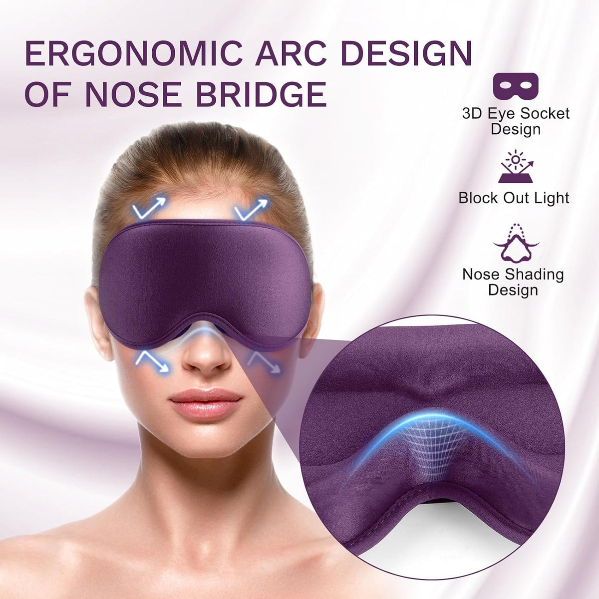 FlyCoco 99% Fully Block Out Light Eye Sleep Mask, 3D Deep Contoured Eyes Cover Zero Pressure, Long Lash Extension Eyes Mask with Adjustable Straps for Sleeping Travel Home Nap Rest Women Men (Pink)