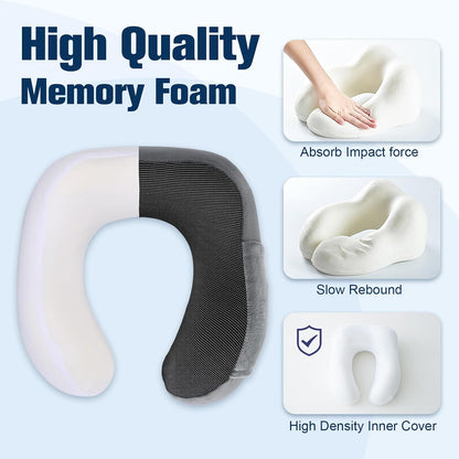 Cirorld Neck Pillow for Traveling, Travel Pillows for Airplanes,100% Pure Memory Foam Travel Neck Pillow, Adjustable Flight Pillow, Portable Plane Accessories with Eye Mask, Earplugs, Carry Bag