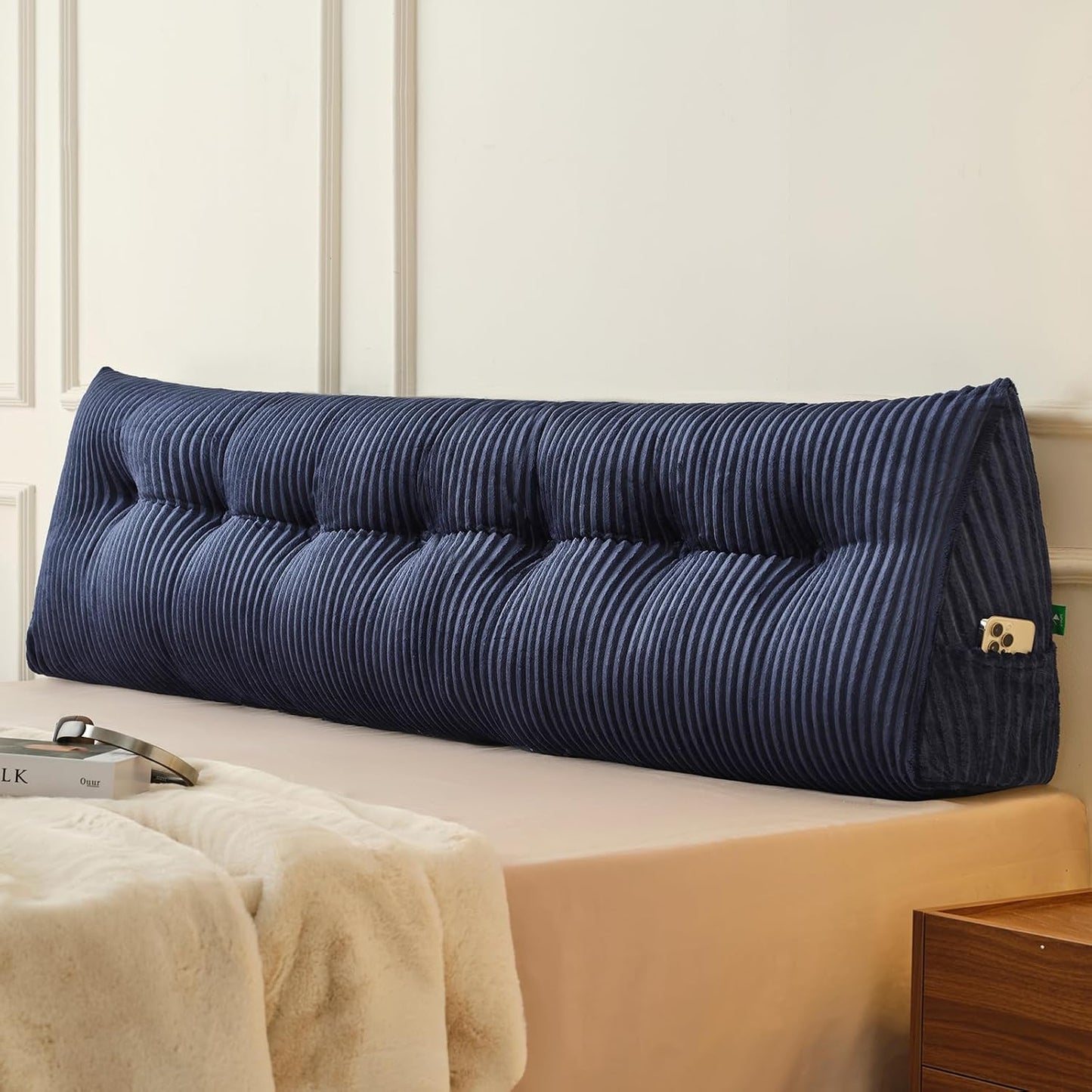 Z-hom Headboard Pillow, Wedge Backrest Cushion, Queen Size,NO Roll Pillow | Grey Triangular Backrest Cushion Equipped,NO Roll Pillow,Ideal for Reading,Sitting Up in Bed&Filling Headboard Gaps