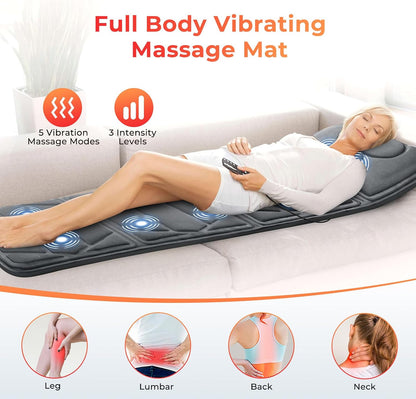 CuPiLo Heated Massage Mat for Bed, Back Massager with Heat & Vibration