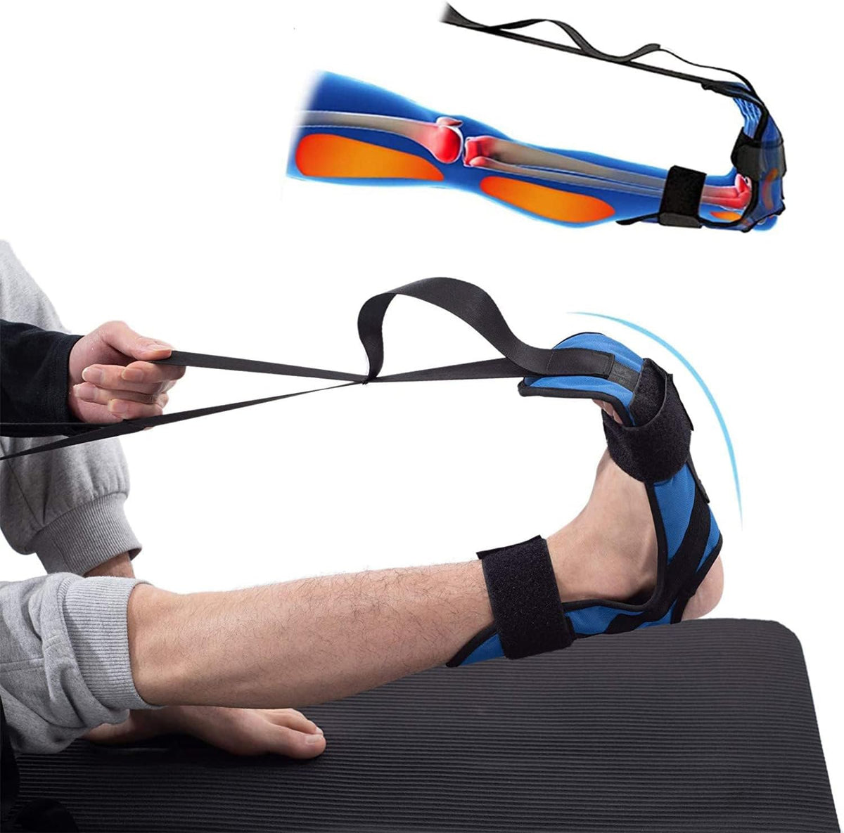 Foot and Calf Stretcher for Plantar Fasciitis, Achilles Tendonitis, Heel Spurs and Foot Drop, Improve Muscle Strength Relief Foot Pain Leg Stretcher Yoga Stretching Strap for Thigh Calf and Hamstring
