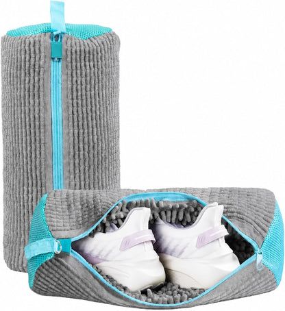 Shoe Washing Machine Bag – 2 Pcs Reusable Laundry Shoe Bag, 360° Deep Cleaning Sneaker Washing Bag, Durable Mesh Net with Zipper Protection, Fits All Shoe Types & Sizes (2 PCS Yellow)