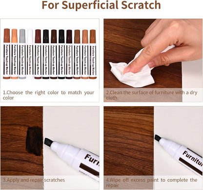 Furniture Repair Kit Wood Markers - Markers and Wax Sticks for Stains, Scratches, Wood Floors, Tables, Desks, Carpenters, Bedposts, Touch Ups, and Cover Ups (25)