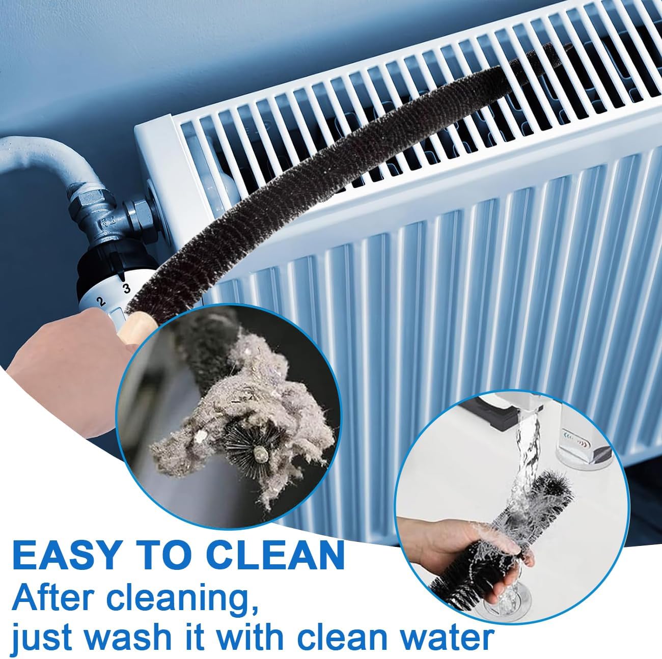 Dryer Vent Cleaner Brush, Flexible Vacuum Dryer Lint Refrigerator Coil Cleaning Brush Lint Trap Cleaning Removal Tool for Trap and Duct, Wood Handle