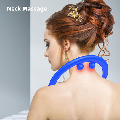 Back and Neck Massager - Blue | for Trigger Point Fibromyalgia Pain Relief and Self Massage Hook Cane Therapy