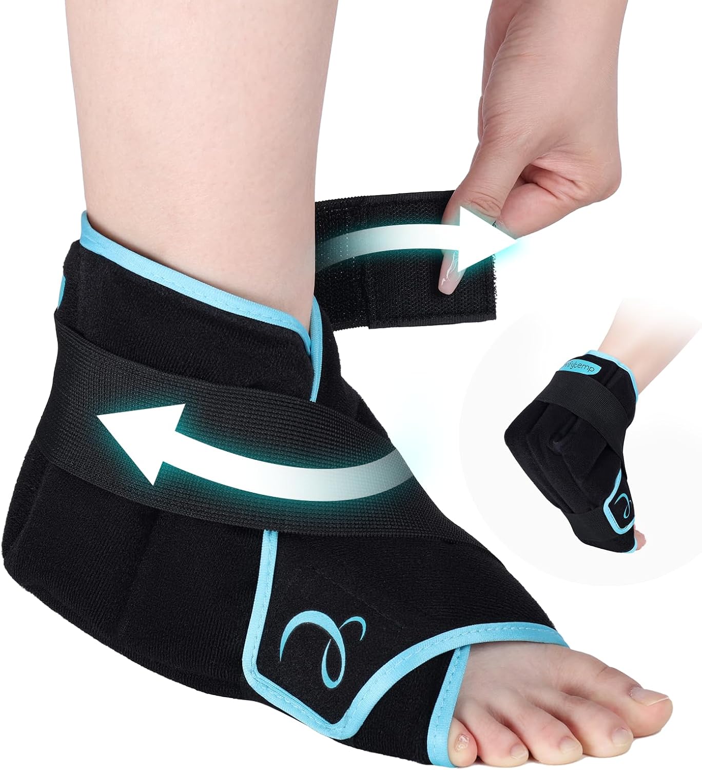 Comfytemp Ankle Foot Ice Pack Wrap for Plantar Fasciitis Relief, FSA Eligible HSA, Ankles Brace for Sprain Pain, Heel Spur, Swelling, Achilles Tendonitis, Hot Cold Gel Ice Pack for Injuries Reusable