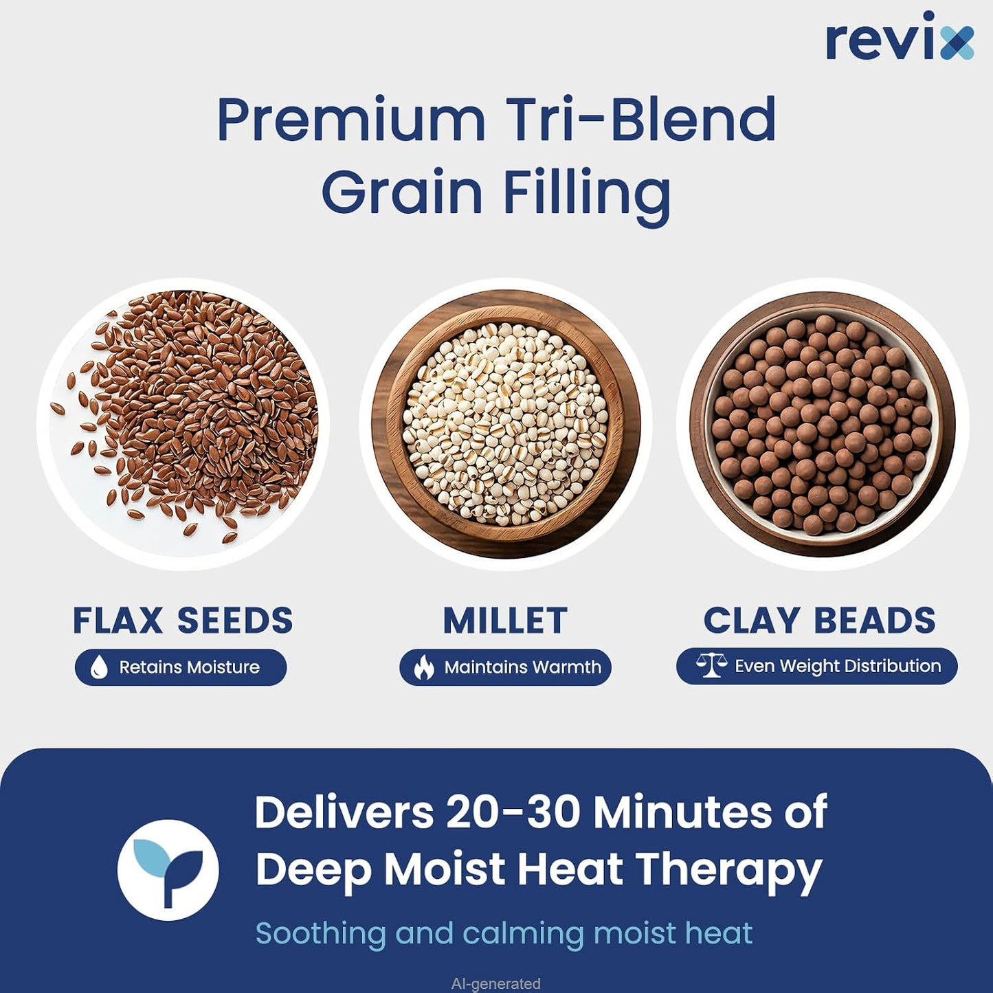 REVIX Microwave Heating Pad for Back, Wearable Moist Heat Waist Wrap, Gray | Wearable Microwave Heating Pad, Waist Wrap With Flaxseed & Clay Beads for Moist Heat Therapy and Hands-Free Use