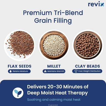 REVIX Microwave Heating Pad for Back, Wearable Moist Heat Waist Wrap, Gray | Wearable Microwave Heating Pad, Waist Wrap With Flaxseed & Clay Beads for Moist Heat Therapy and Hands-Free Use
