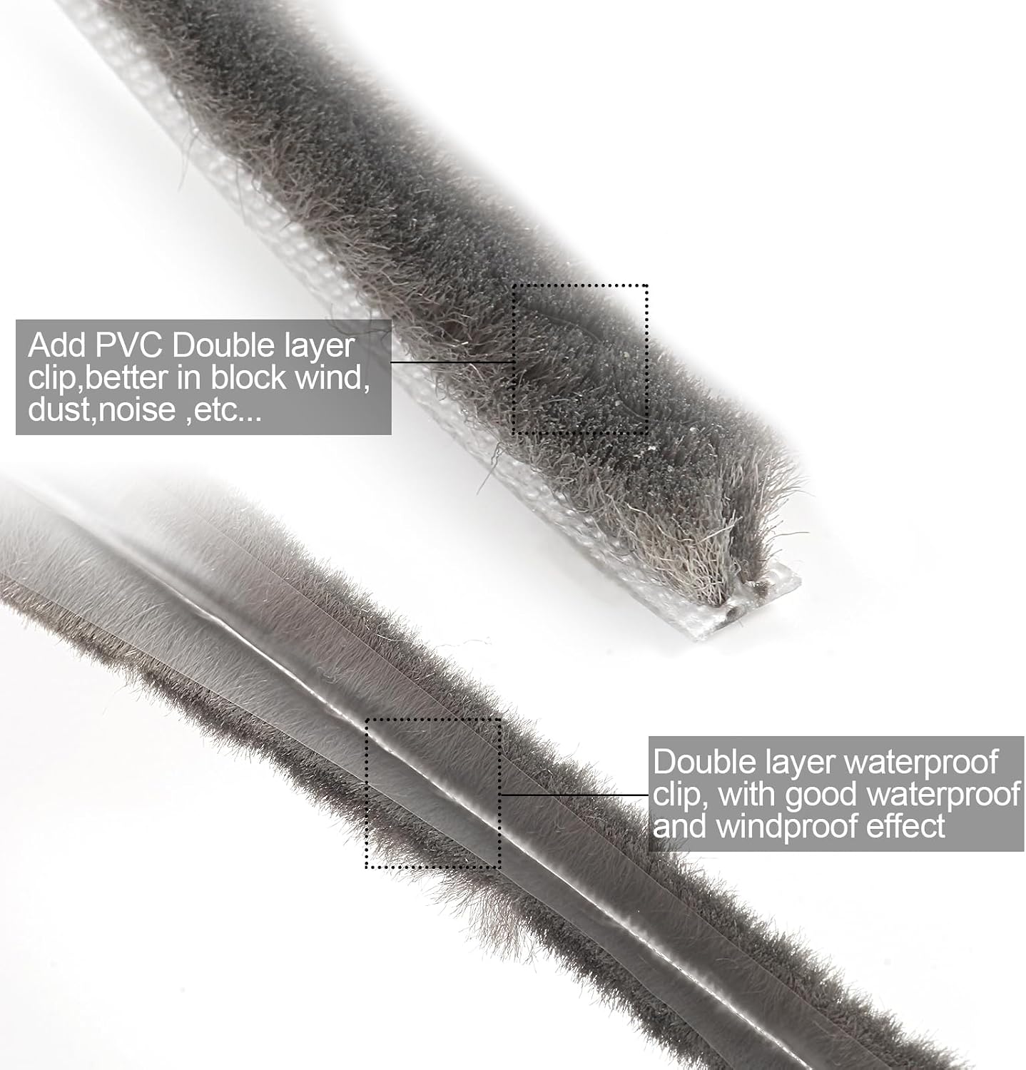 16 Ft (5m) 196 Inch Sliding sash Windows Doors Tape Pile Draught excluder Brush Seal Strip weatherstrip 7mm x 12mm (7/24 1/2 Inch, Gray)
