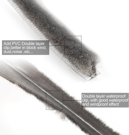 16 Ft (5m) 196 Inch Sliding sash Windows Doors Tape Pile Draught excluder Brush Seal Strip weatherstrip 7mm x 12mm (7/24 1/2 Inch, Gray)