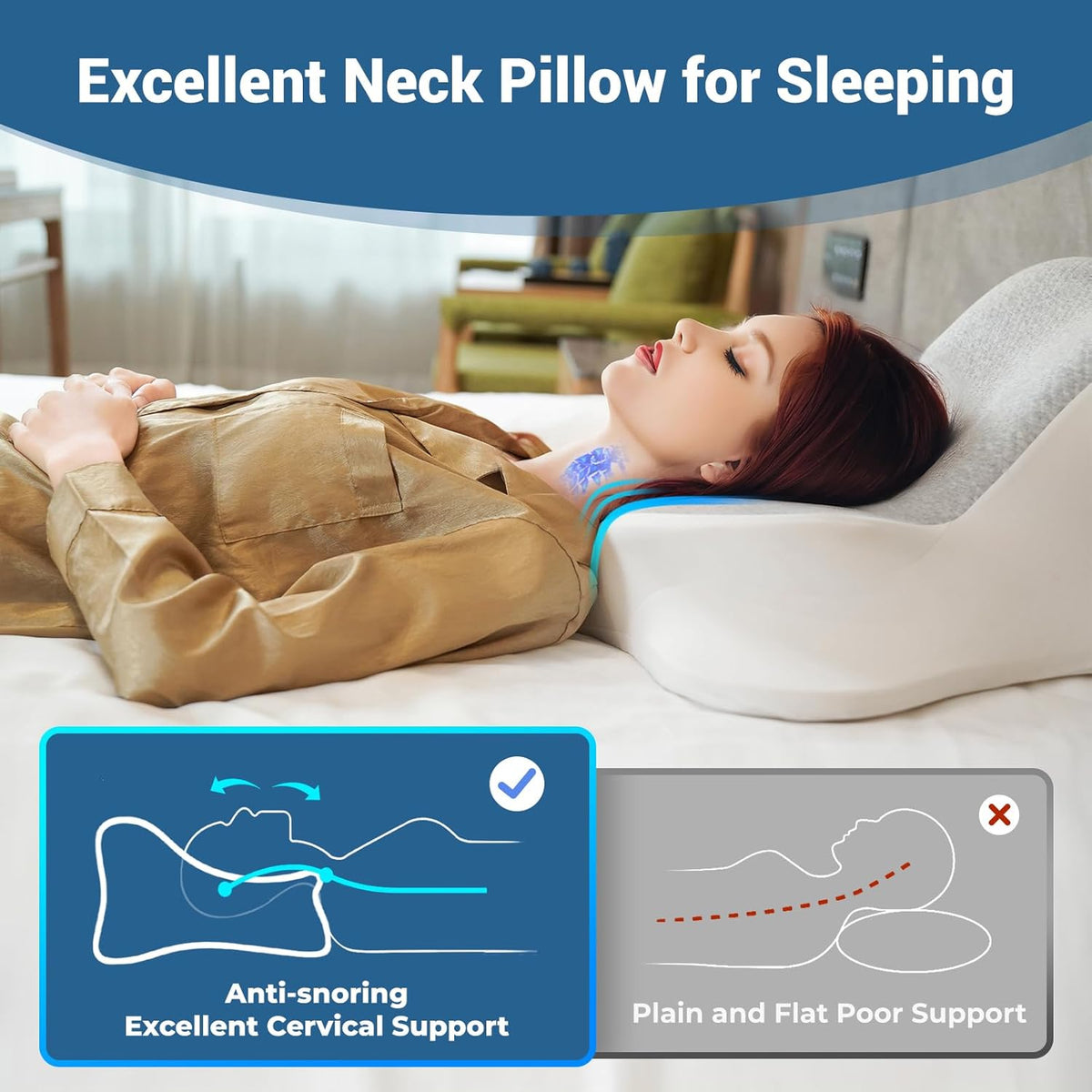 Reading Pillow for Bed, Lying, Leaning and Prone, Ergonomic Memory Foam Bed Wedge Pillow for Headboard, Chin & Back Support Pillows on Bedrest Couch Floor- Grey