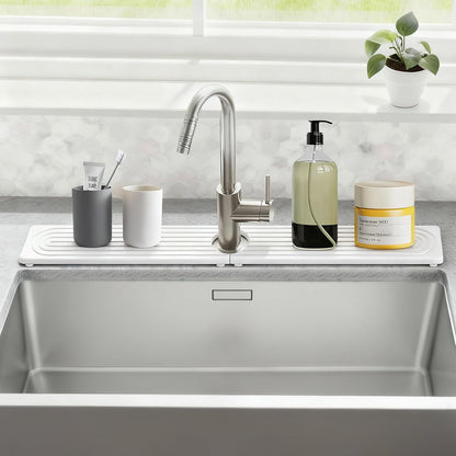 24 Inch Kitchen Sink Splash Guard, Sink Splash Guard Behind Faucet, Silicone Faucet Handle Drip Catcher Tray Mat for Kitchen, Bathroom Counter, Dark Gray, 23.6" x 4"