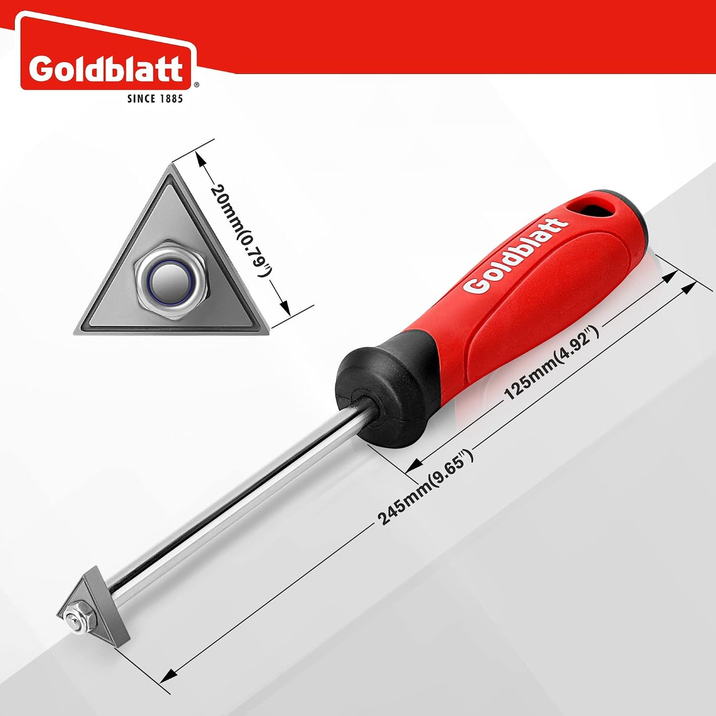 Goldblatt Grout Removal Tool with Replacement Carbide Tip, Scraper Tools | Triangular Edge, Precision Cleaning, Replacement Tip, Fine Groove Pattern, Tile Joint Repair, Caulk Removal, Mortar Cleanup